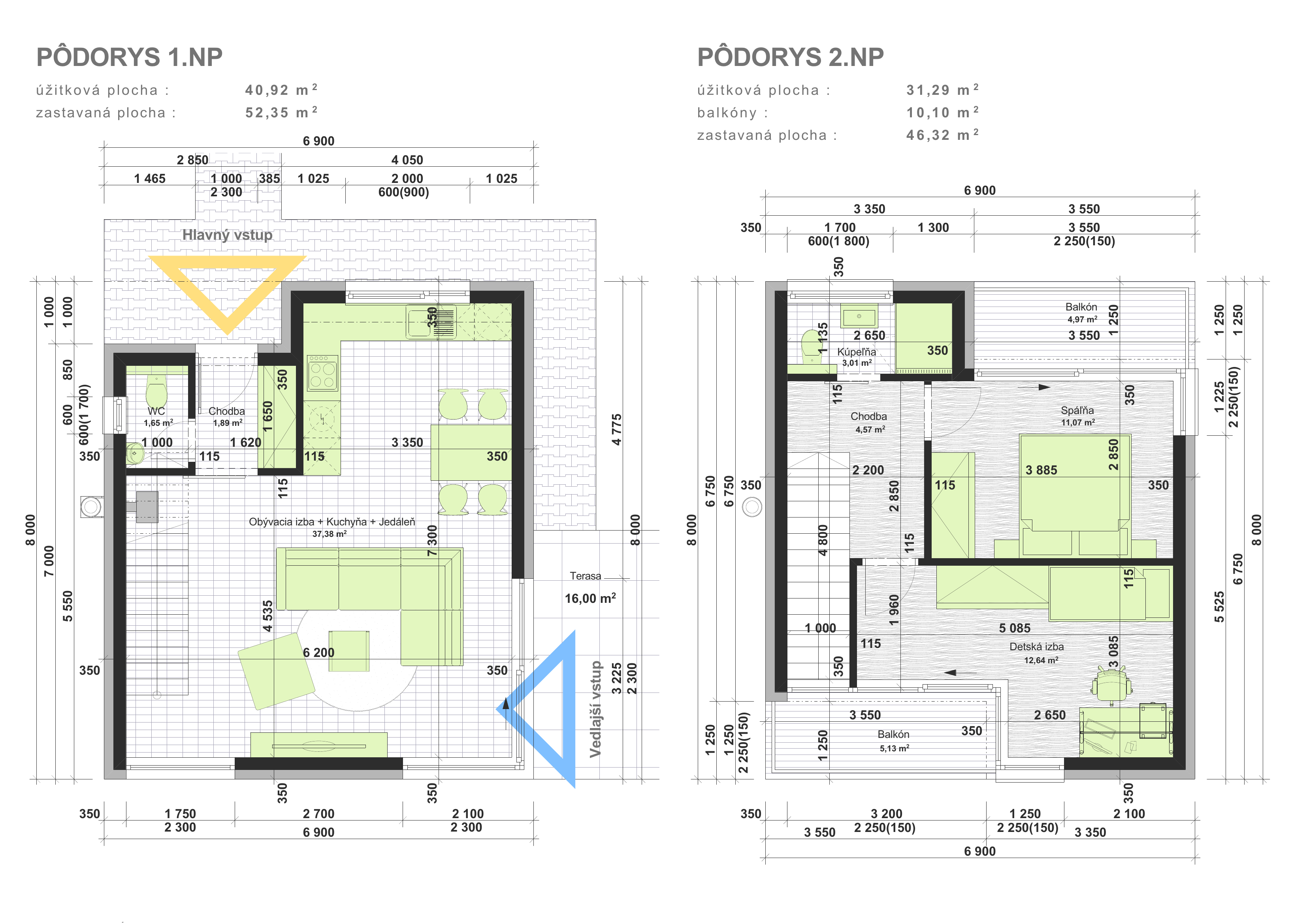 Rodinný dom – poschodový 2 – Pôdorys
